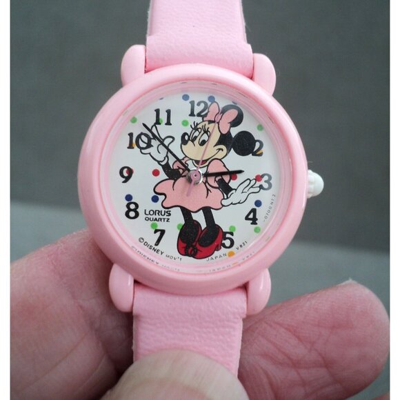 Vtg LORUS / Seiko Pink MINNIE MOUSE WATCH 2-Tone Band DISNEY Japan - New Battery - Picture 1 of 8